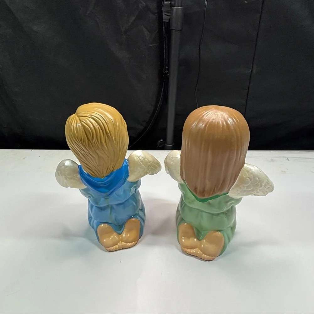 Vintage Scioto Ceramic Set Hand Painted Pastel Children Boy Girl Angels Baby 78